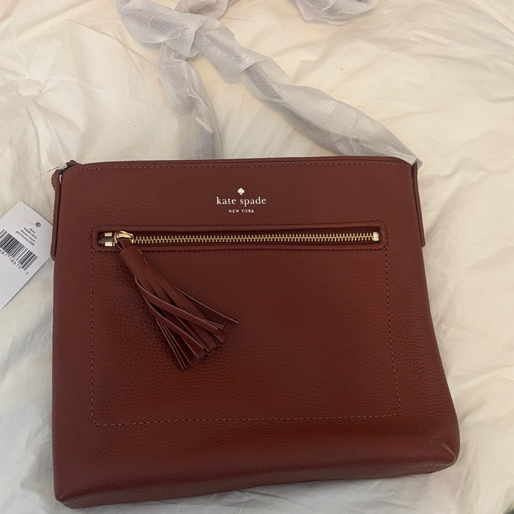 Kate Spade Brown Crossbody Bag with Tassel Accent